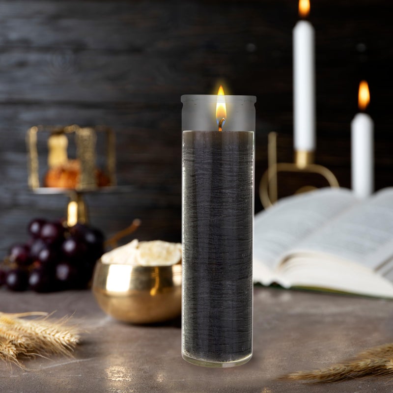 Mega Candles 1 pc Unscented Black 7 Day Glass Container Devotional Prayer Candles, Premium Wax Candle 2 Inch x 8 Inch, Sanctuary, Vigils, Prayers, Blessings, Religious, Memorials, Remembrance - Image 3